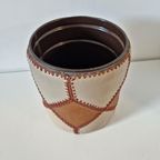 Vintage Prullenbak Patchwork Metaal Leer Bekleed Jaren 70 thumbnail 2