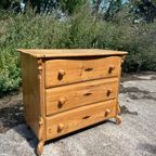 Antieke / Vintage Grenen Ladekast (Commode) thumbnail 3