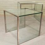 Vintage Glas En Chrome Mimiset Nesting Tables thumbnail 5