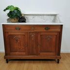 Vintage Frans Dressoir Commode, Ladekast Badkamermeubel Met Marmer Blad 903 thumbnail 2