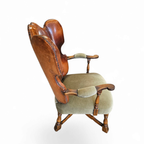 Rare Leather And Oak Wing Chair Designed By Theo Ruth For Artifort / F 297 From 1949 thumbnail 6