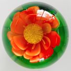 Vintage Murano Glas Presse Papier Oranje Bloem 1970’s thumbnail 4