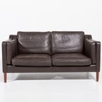 Two Seat Brown Leather Sofa From Mogens Hansen, Denmark thumbnail 2