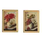 Vintage Schilderij Vaas Met Bloemen Olieverf Op Linnen, J. Vos thumbnail 5