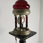 Unieke Vintage Tinnen Lamp Met Uurwerk thumbnail 5