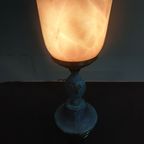 Tafellamp Bureaulamp Albast Gemarmerde Kap En Brass Voet Pegama thumbnail 13