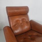 Vintage Deense Fauteuil Cognag Leer thumbnail 5