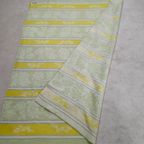 Vintage Aabe Zuiver Scheerwollen Deken Geel Groen En Creme Gestreept thumbnail 5