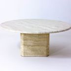 Round Travertine Coffee Table With Wavy Pattern thumbnail 3