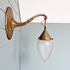 Art Deco Wandkandelaar In Brons, Gesatineerd Kristal,1910-20 thumbnail 3