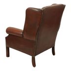 Oude Chesterfield Zetel Bruin Leder Wingchair Oorfauteuil thumbnail 10