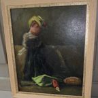 Lilian Adcock (1944) "Poppen". Olieverf Op Paneel thumbnail 3