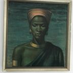 Vladimir Tretchikoff, Zulu Meisje , Zulu Girl, Op Board, Jaren 50/ 60 thumbnail 4