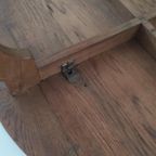 Vintage Bijzettafel Salontafel Rond Bruin Eiken thumbnail 10
