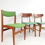 Deense Stoelen | Dining Chairs Danish Green Wool Teak Wood thumbnail 3