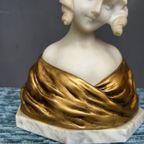 Alphonse Henri Nelson (1854–1919). Origineel Elegant Borstbeeld Van Marmer En Verguld Brons. thumbnail 7
