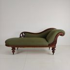 Antieke Engelse Victoriaanse Chaise Lounge - Gemaakt Van Mahonie, Prachtig Gestoffeerd thumbnail 3