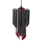 Space Age Design / Pop Art - Chromed And Red Inside - Hanging Pendant - Polished Tubes thumbnail 3