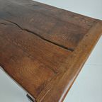 Massief Engelse Eikenhouten Eettafel – 20e Eeuw Met Prachtige Nerf En Patina thumbnail 19