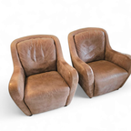 2 X Natuzzi Lounge Chairs / Leather / 1980s thumbnail 4