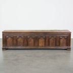 Prachtige Antieke En Unieke Kist/ Bank Uit De 17e Eeuw Met Mooi Houtsnijwerk, Charmante Details thumbnail 9