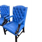 2 X Super Gave Engelse Chesterfield Fauteuils Van Springvale Blauw Gainsborough thumbnail 4