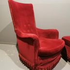 Vintage Deens Boudoir Fauteuil Met Hocker thumbnail 3