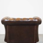 In Goede Staat Verkerende En Luxe Klassieke Rundleren Engelse Chesterfield Fauteuil thumbnail 5