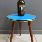 Blue Formica Round Vintage Plant Table 1960S thumbnail 9