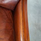 Comfortabele Artdeco Design Armchair/ Fauteuil In Cognac Kleurig Schapenleer Gecombineerd Met Hou thumbnail 9