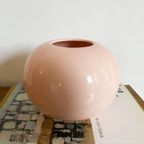 Vintage Pastel Roze Bol Vaas Keramiek thumbnail 2