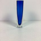 Vintage Murano Blokvaas Blauw Glas Italy thumbnail 3
