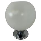 Vintage - Art Deco Style Lamp - Xl Satin Glass Dome Mounted On Chrome Base thumbnail 6