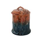 Antieke Barbotine Majolica Pot Met Deksel Organisch Art Nouveau thumbnail 6