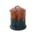 Antieke Barbotine Majolica Pot Met Deksel Organisch Art Nouveau thumbnail 4