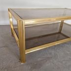 Hollywood Regency Salontafel Goud Gerookt Glas thumbnail 7