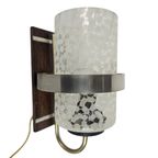 Vintage Wandlamp - Gesatineerd Glas - Messing - Teak - Scandinavisch - 60'S thumbnail 4
