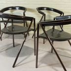 Set Van 4 Vintage Giannina Leren Stoelen, Arrben Italy thumbnail 16