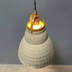 Oude Kwik Glazen Hanglamp Met Messing Armatuur thumbnail 16