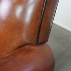 Zeer Mooie Design Fauteuil/ Armchair Gemaakt Van Eersteklas Schapenleer thumbnail 11