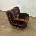 Vintage Italiaanse Fauteuil In Donkerbruin Velours thumbnail 3