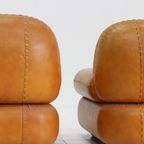 Sapporo Italiaanse Cognac Leren Loungestoelen Voor Mobil Girgi Uit De Jaren 70, Set Van 2 thumbnail 11