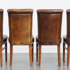Tijdloze Set Van 4 Statige Comfortabele Eetkamerstoelen Van Schapenleer thumbnail 5