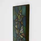 Framed Enameled Glass Artwork Attributed To Ellemarie Woolley 1950S thumbnail 4