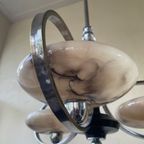 Lamp Hanglamp Art Deco 1930 3 Arms Glazen Kelken Frans thumbnail 9