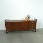 Hout Met Bamboe Dressoir Met Lades, Vintage Sideboard thumbnail 16