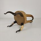 Zeldzame, Zeer Decoratieve 19E-Eeuwse Stierenhoornfauteuil (1870) thumbnail 7