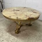 Vintage Brass Coffee Table Met Onyx Blad thumbnail 6