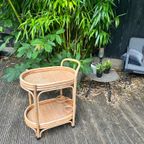 Vintage Bamboe-rotan Serveer Trolley thumbnail 3