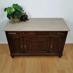 Vintage Antiek Dressoir Commode Ladekast Badkamermeubel Met Marmer Blad 606 thumbnail 3